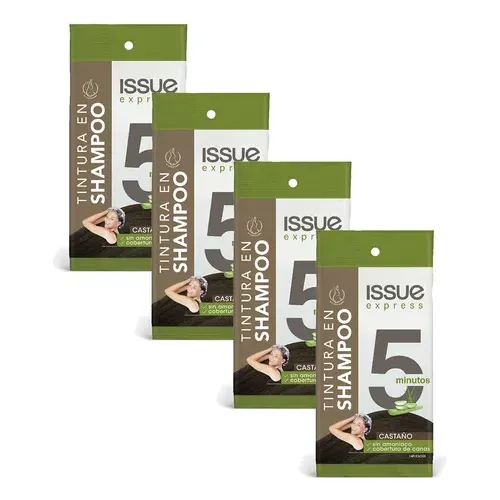 Pack Tintura En Shampoo Issue Express 5 Minutos Castaño X6