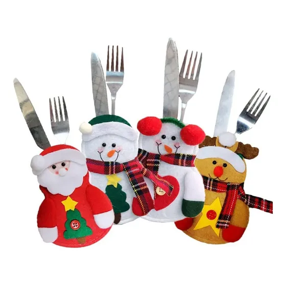 12pcs Mesa Decoração Natal Enfeite Porta Natalinos Talheres