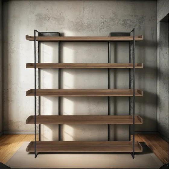 Biblioteca Estantería Hierro Madera Industrial Despensero