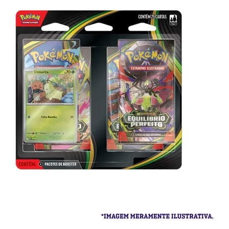 Pokémon Tcg Blister Quádruplo Copag Equilíbrio Perfeito Chikorita Me03 Português