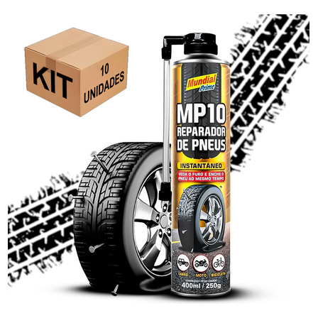 10 Reparador Pneu Spray Instantâneo 400ml Carro Bike Moto 10 Reparador Pneu Spray Instantâneo 400ml Carro Bike Moto