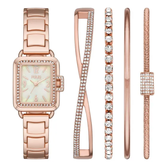 Reloj Dama Mass Market Fmdfl2072 De Aleacion Oro Rosa Bisel Oro Rosado Fondo Nacarado