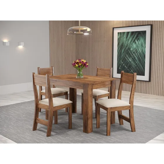 Juego De Comedor 4 Sillas Mesa Rectangular