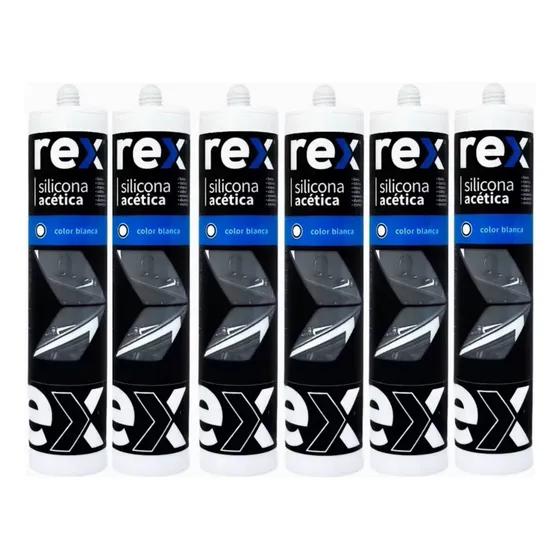 Silicona Acetica Blanca Fungicida Rex 300 Ml Pack Ahorro 6u