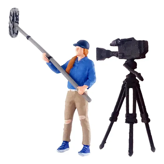 A) 1:64 Modelo Pintado À Mão Pessoas Figura & Tripé Câmera