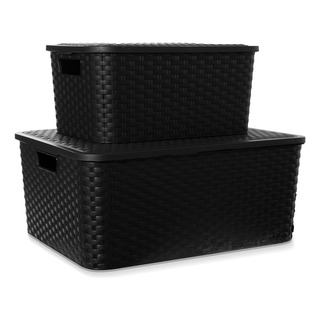Set Organizador 2 Medianos Y 1 Grande C/ Tapa Símil Ratan Set Organizador 2 Medianos Y 1 Grande C/ Tapa Símil Ratan
