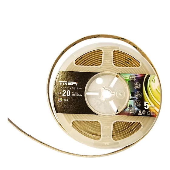 Tira Led Cob Luz Continua 12w Rgb 12v X5mts Dimerizable Marca Trefi