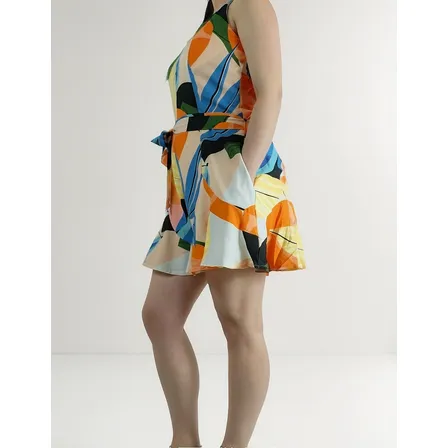 Vestido Tejido Corto Short Verano Sin Manga Playa + Relleno
