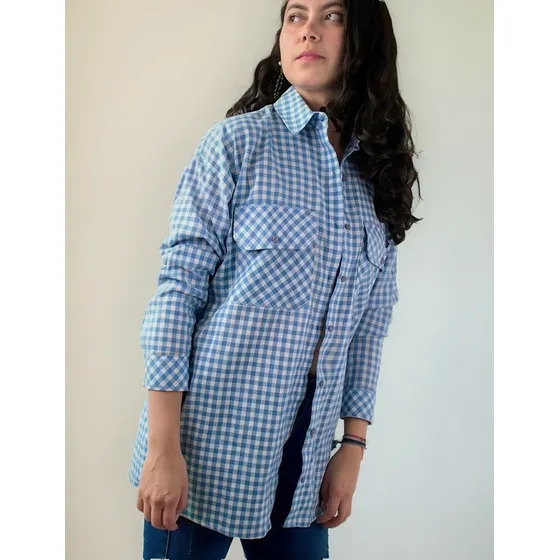 Leñadora Cuello Camisero Para Mujer Lec Lee - Azul Hortencia