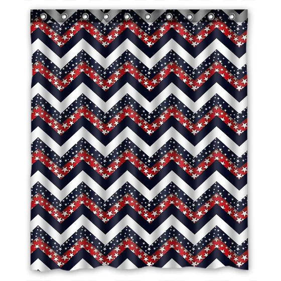 Kxmdxa Cortina Ducha Diseño Estrella Color Azul Oscuro Rojo