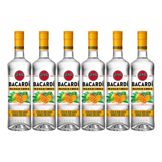 Pack De 6 Licor De Ron Bacardi Mango Chile 750 Ml