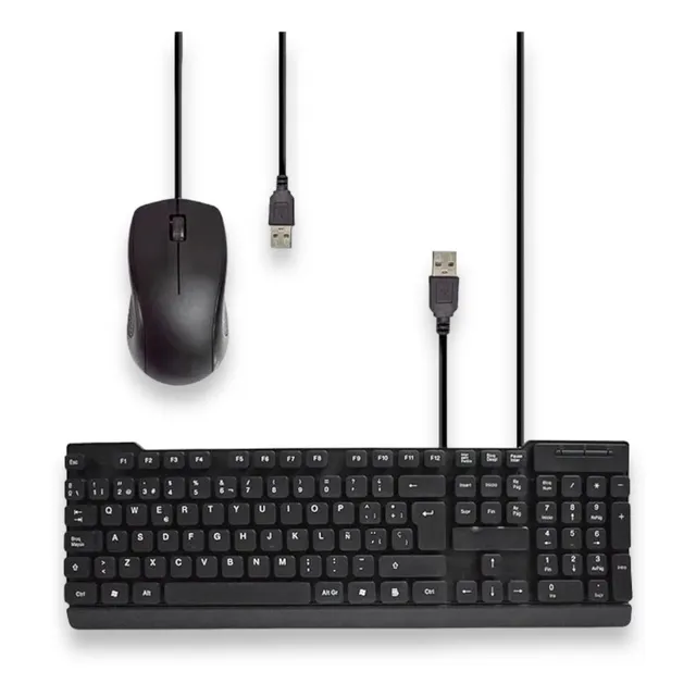 Kit Teclado Y Mouse Alámbrico Usb Para Computadora Color Del Mouse Negro Color Del Teclado Negro