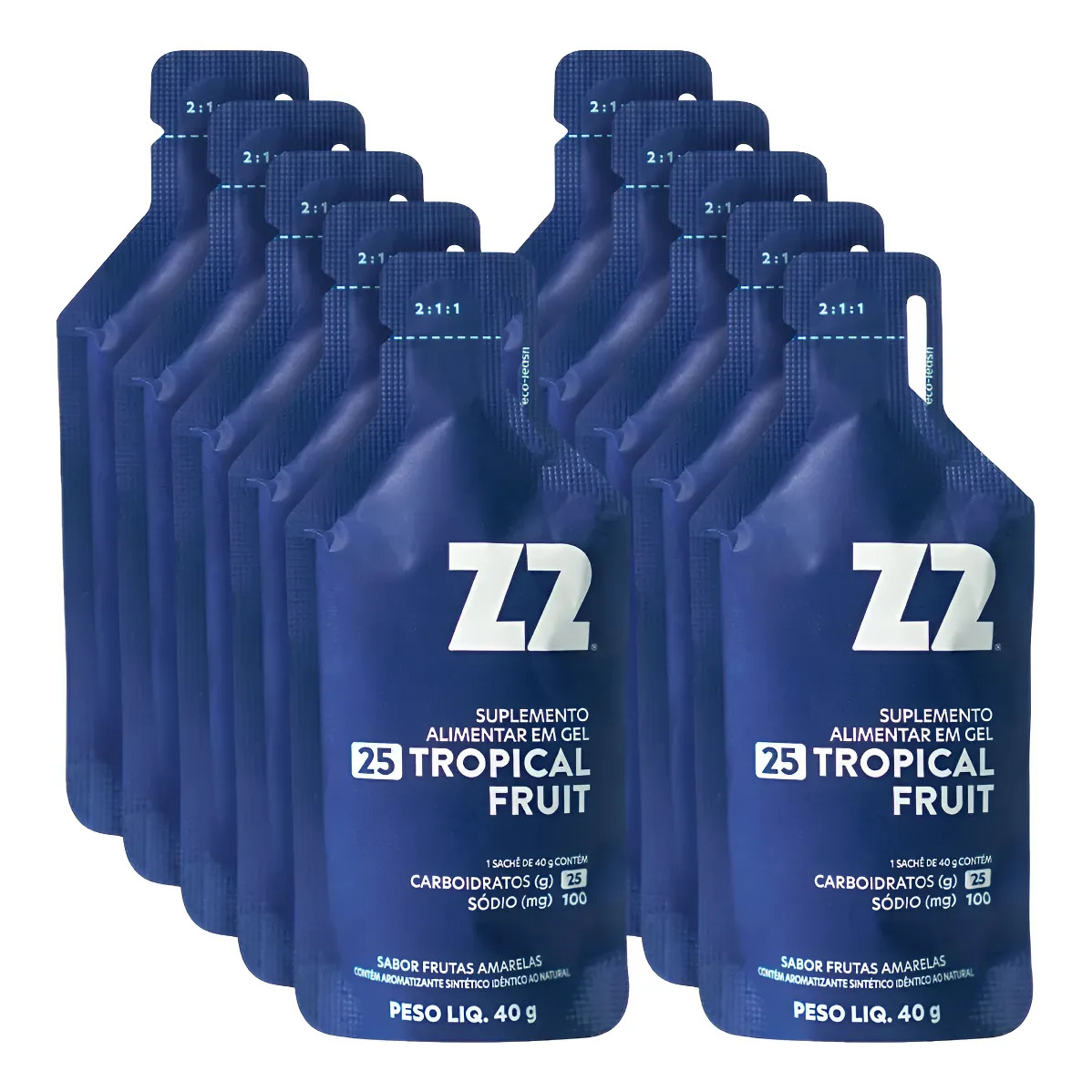 Energy Gel Z2 Tropical Fruit Box 10 Unidades Sachê 40g Natural