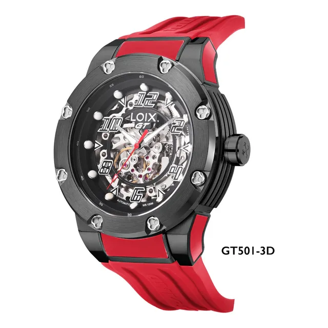 Reloj Hombre Loix® Gt50-3 Rojo Con Caja Pavonada