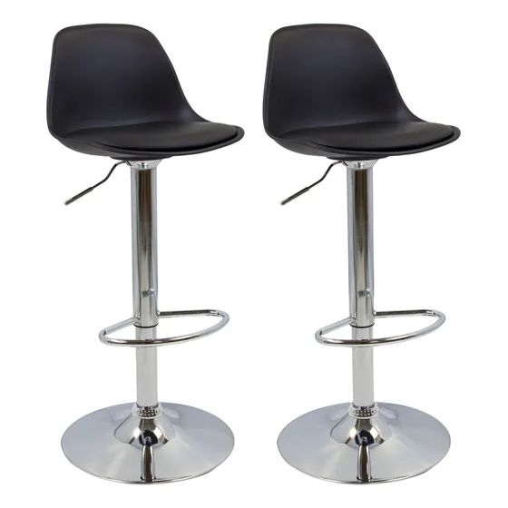 Zhome Z-9085 Banqueta Taburete Tulip Alta Regulable Cromada Set X2 Acabado De La Estructura Cromado Color Negro Zhome