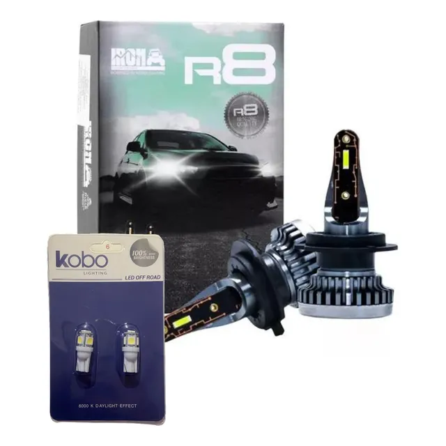 Kit Cree Led R8 Chip Csp 12v 60000 Lm 42w Sin Cooler + 2 T10