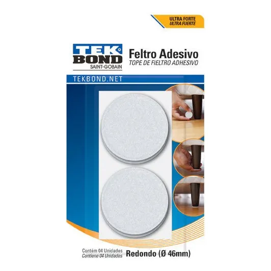 Feltro Branco Sofá Cadeira Mesa Tekbond C/4 Unidades 46mm