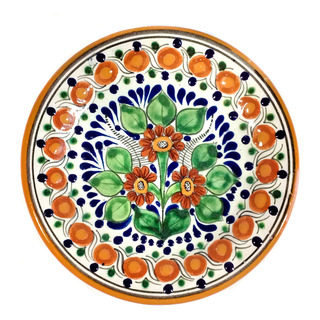 Plato De Talavera Poblana Barroca 18 Cm Postre Girasol #42 Plato De Talavera Poblana Barroca 18 Cm Postre Girasol #42