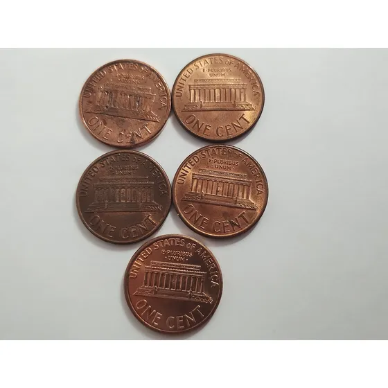 Kit Com 5 Moedas One Cent 1988 Á 1992 Eua Mbc