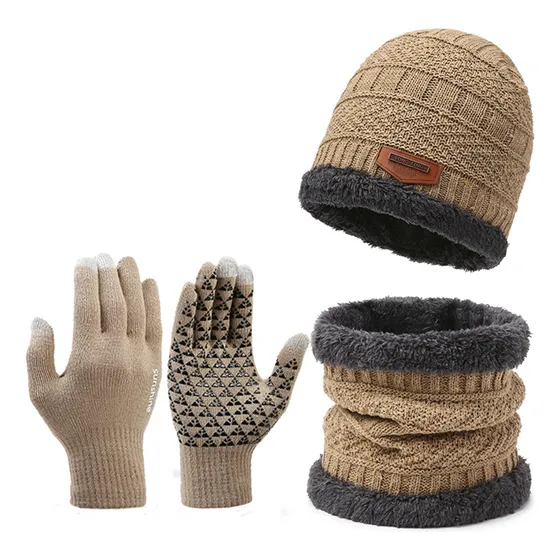 Unisex Tejido Lana Gorro Bufanda Conjunto Para Frio Invierno