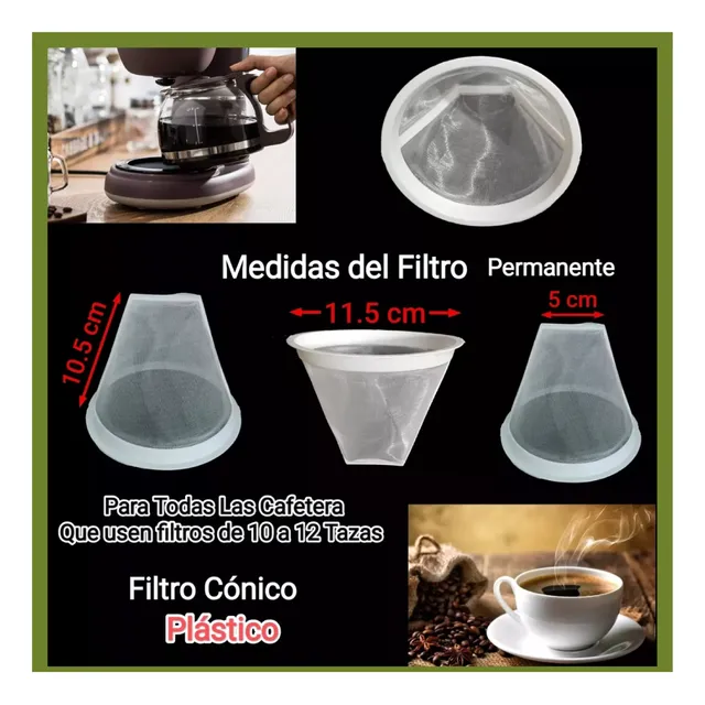 Filtro Permanente Cafetera Electrica Conico (10 A 12 Tazas) 