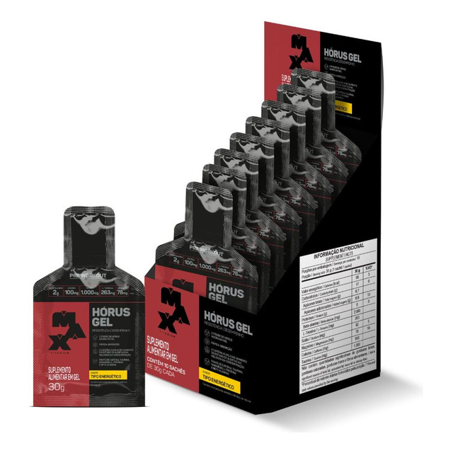 Pré Treino Horus Gel -com 10 Sachês De 30g Max Titanium Pré Treino Horus Gel -com 10 Sachês De 30g Max Titanium