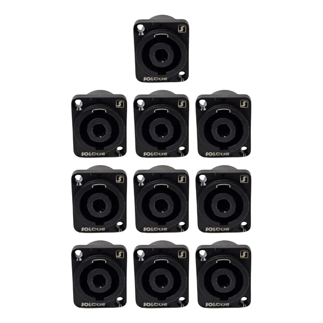10pz Conector Audio Speakon De Chasis Cuadrado 4 Vías Solcor