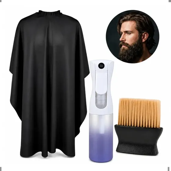 Kit Barbearia Capa Gg +espanador +borrifador Automático