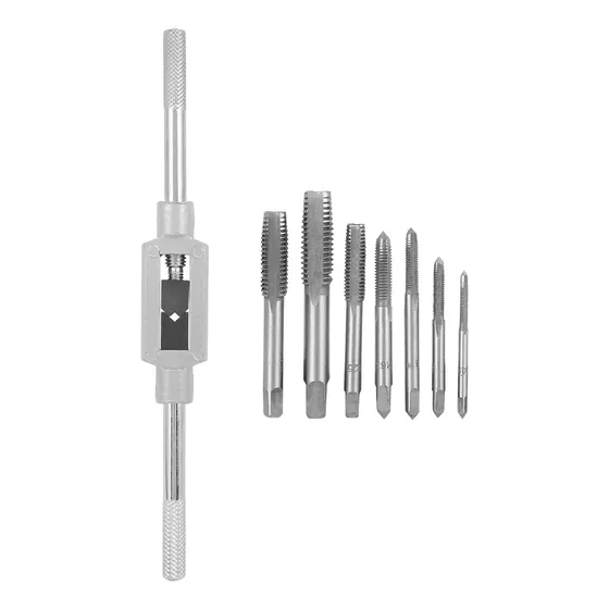 Kit Machuelos Con Maneral Broca Tipo De Matraca Ajustable