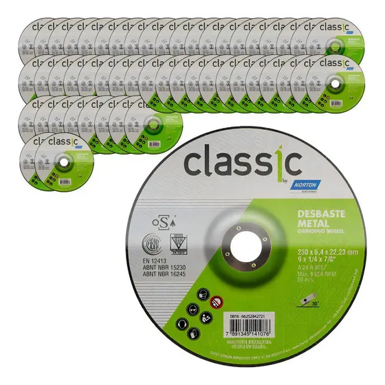 Disco De Desbaste Metal 9 Pol Classic Kit 50 Peças Norton