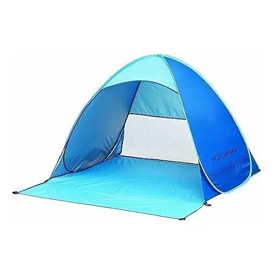 Carpa De Playa Portatil Azul Plegable Proteccion Uv