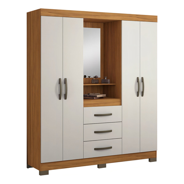 Guarda-roupa Notavel Nt 5015 Nt 5015 Cor Freijó/off White De Mdf Com 4 Portas Articuladas Guarda-roupa Notavel Nt 5015 Nt 5015 Cor Freijó/off White De Mdf Com 4 Portas Articuladas