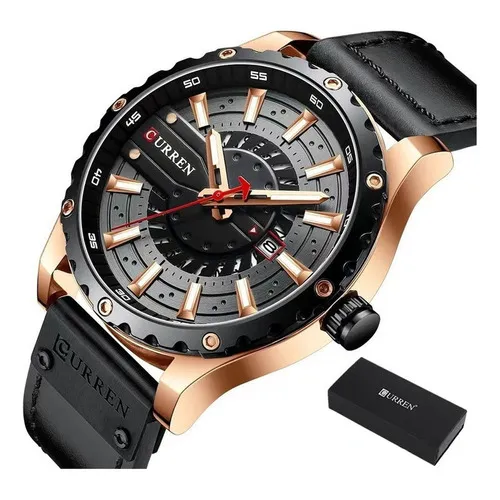 Relojes Curren De Cuero Con Calendario Impermeables Para Hom Color Del Bisel Rose Black