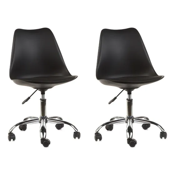 Silla De Oficina Tulip Acolchonada Con Ruedas X2 Garden Life Negro