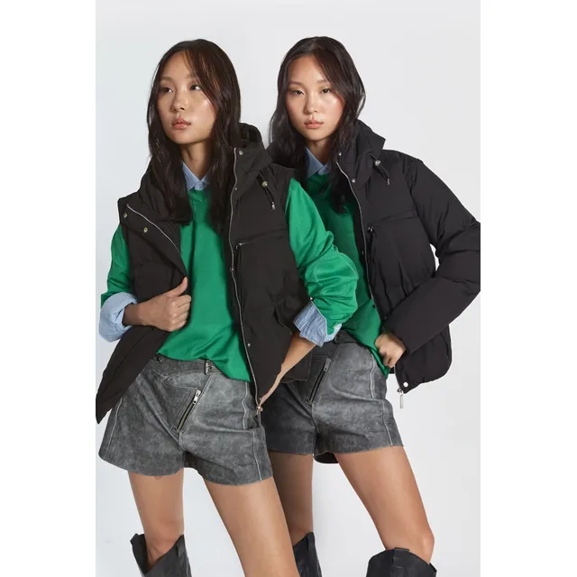 Campera Mujer Puffer Harmony Black Con Capucha