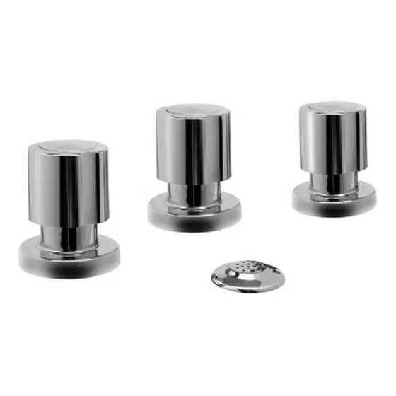 Grifería De Bidet Hydros Viva Cromo Doble Comando Compresion Acabado Brillante