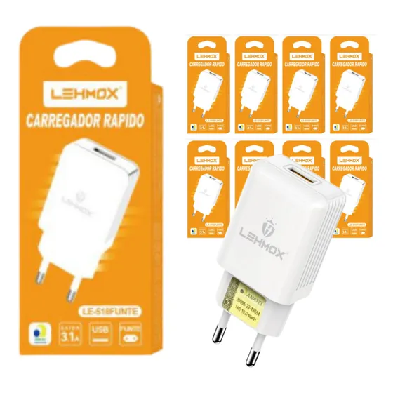 Kit 10 Fontes Carregador Celular Usb Rápido Atacado Revenda