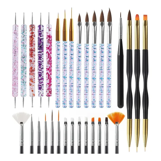 31pcs Kit De Pinceles Para Uñas Acrilico Manicura Decoración