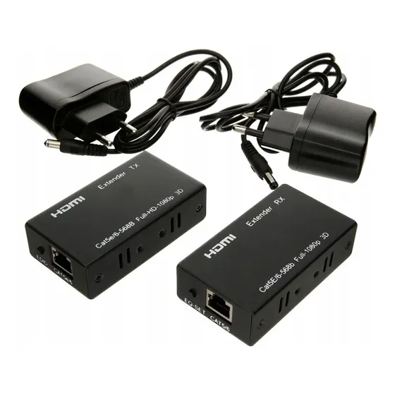 Extensor Hdmi A Rj45 60 Mts Con Transformadores 12v