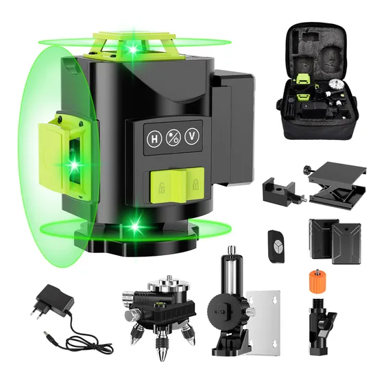 Nivel Láser Verde, 4d 16 Líneas 360º Nivelación Automática