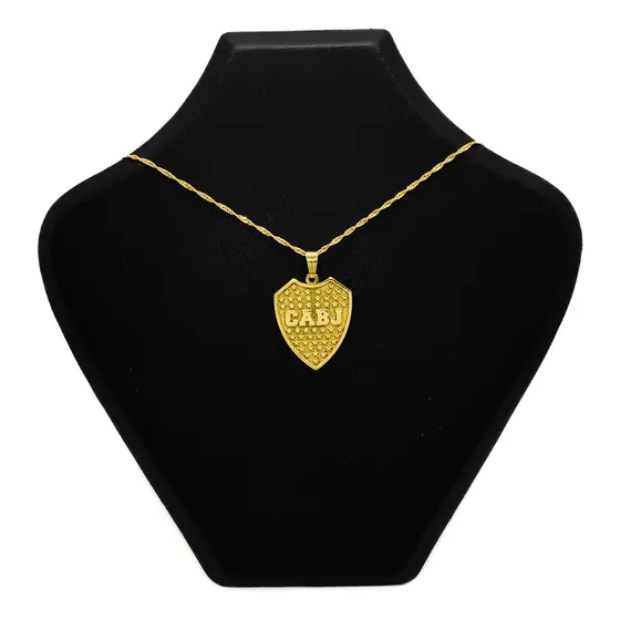 Cadena Y Dije Escudo Fútbol Equipo Argentina Oro 18k Club Atlético Boca Juniors 45 Cm