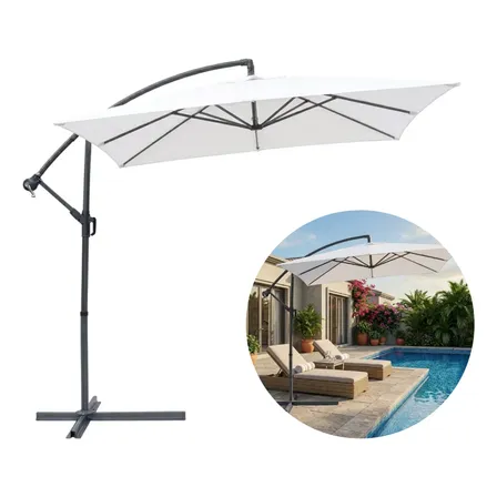 Ombrelone 2,50x2,50m Lateral Guarda Sol De Jardim E Piscina Branco