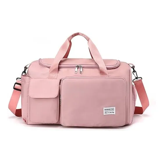 Bolso Deportivo Grande De Viaje Fútbol Impermeable Gimnasio Rosa Lisa