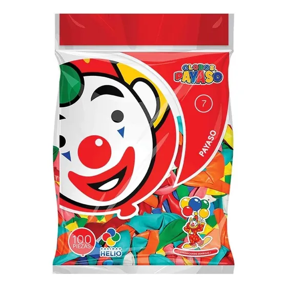 Globo Latex Payaso Redondo N° 7 Bolsa C/ 100 Pz