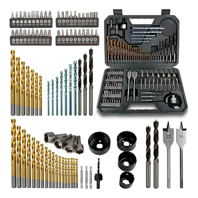 Jogo De Brocas E Bits 103 Peças Hss Titânio Cr-v Com Maleta