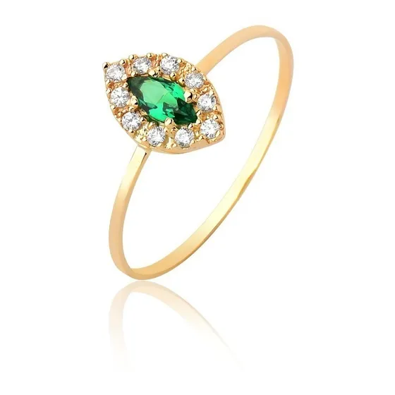 Anel Esmeralda Natural Diamantes Verdadeiros Ouro 18k As511