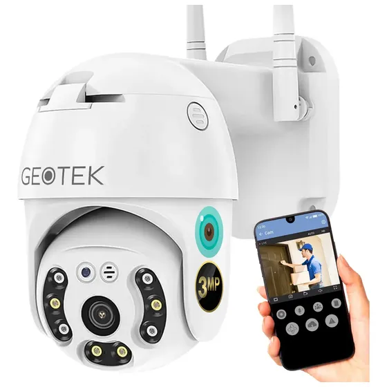 Camara Seguridad Geotek 3mp Ip Wifi Exterior Full Hd Domo Vision Nocturna Inteligente Deteccion Movimiento