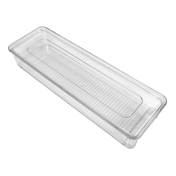 Organizador Contenedor Acrilico Para Heladera Apilable 33 Cm Color Transparente