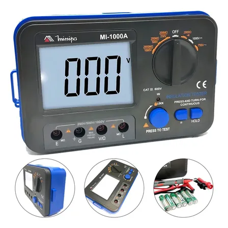 Megômetro Digital Minipa MI-1000A Medição Resistência Isolação 1000V