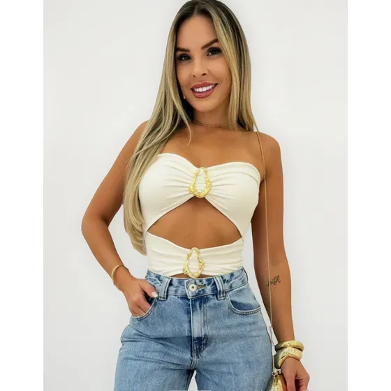 Body Tomara Que Caia Vazado Com Argola De Luxo Sensual
